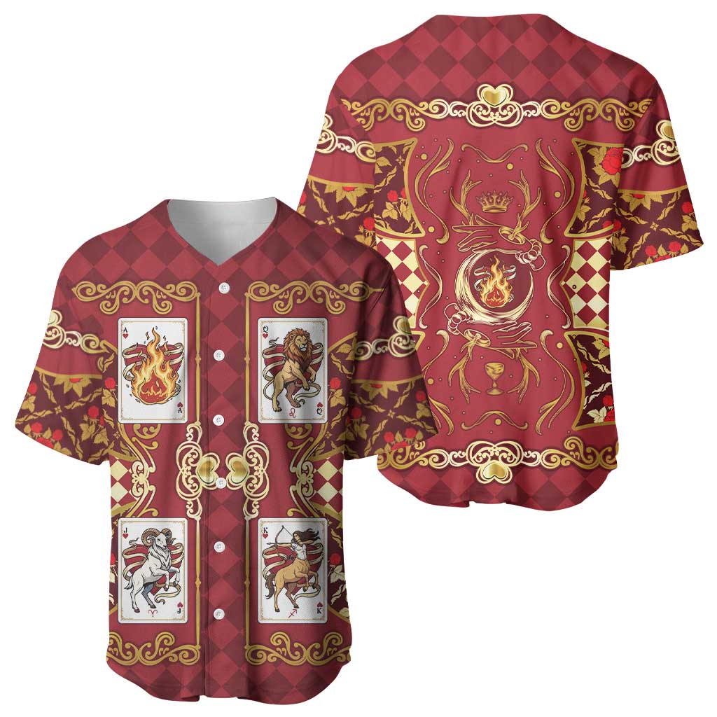 Zodiac Signs Baseball Jersey The Fire Element Baroque Hearts Card