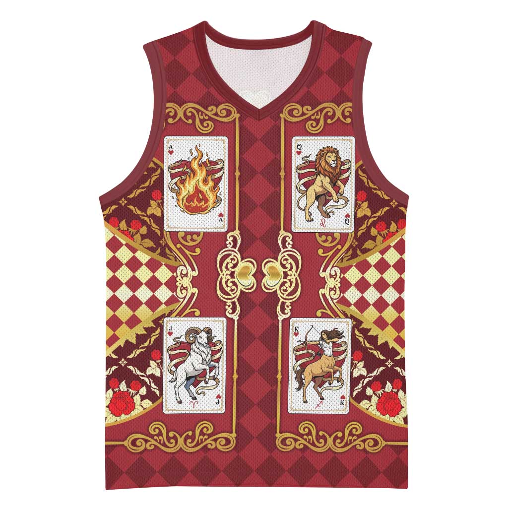 Zodiac Signs Basketball Jersey The Fire Element Baroque Hearts Card