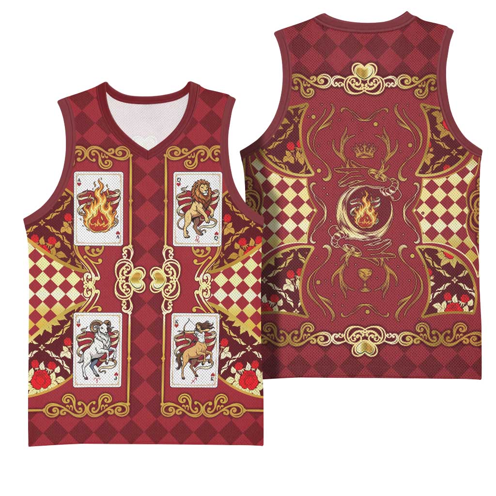 Zodiac Signs Basketball Jersey The Fire Element Baroque Hearts Card