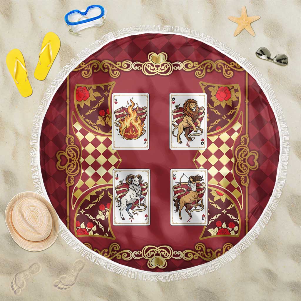 Zodiac Signs Beach Blanket The Fire Element Baroque Hearts Card