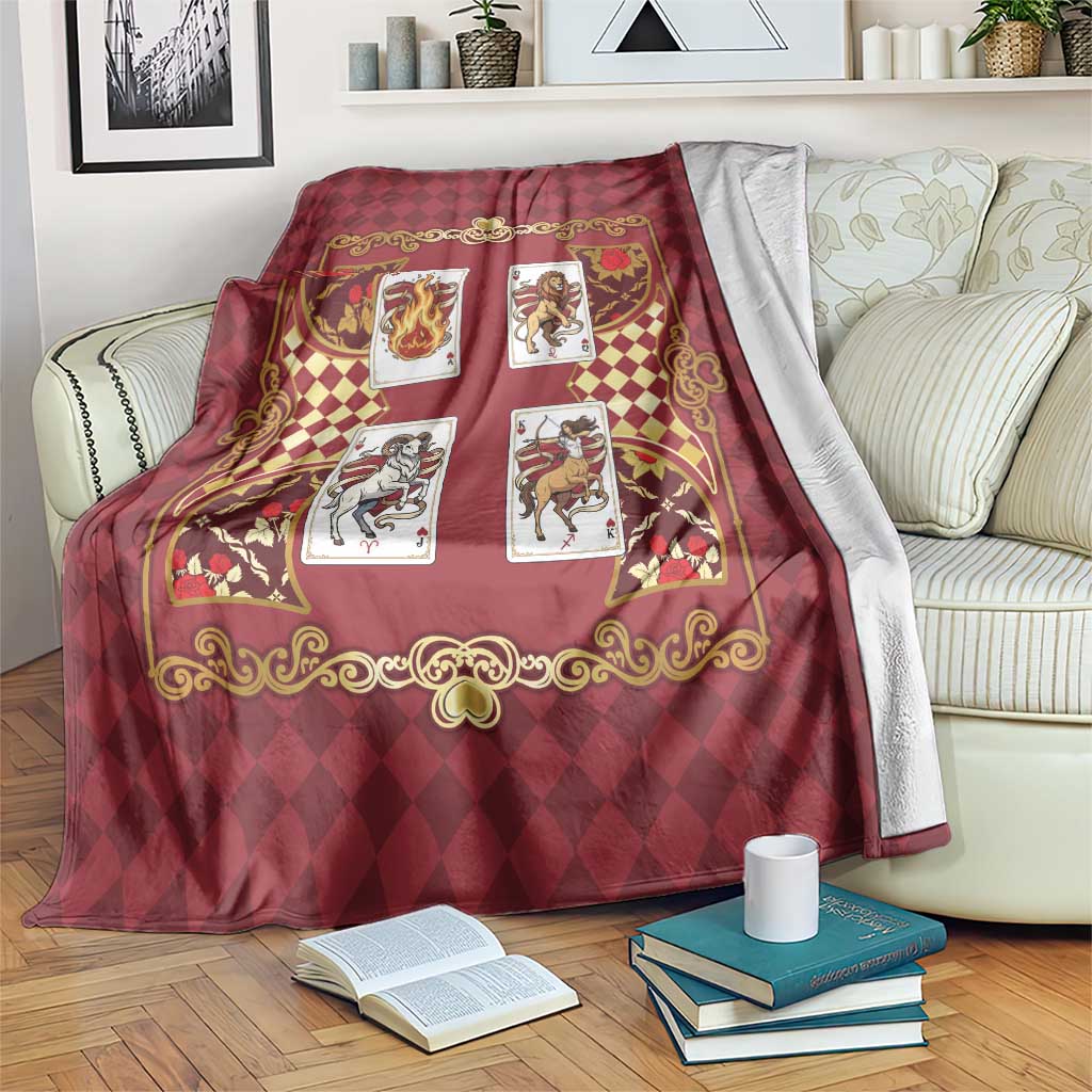 Zodiac Signs Blanket The Fire Element Baroque Hearts Card