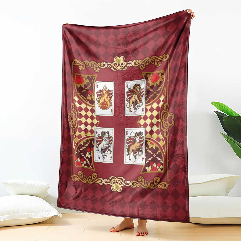 Zodiac Signs Blanket The Fire Element Baroque Hearts Card