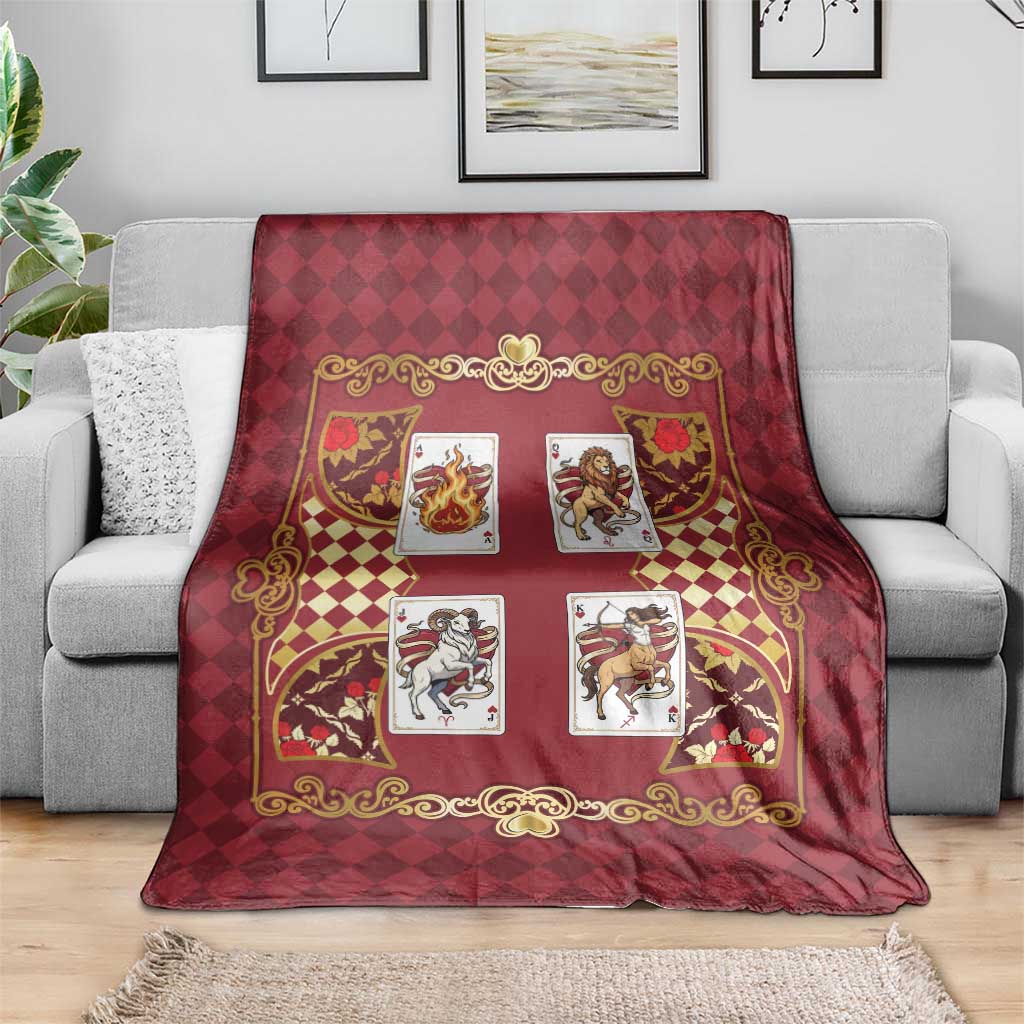 Zodiac Signs Blanket The Fire Element Baroque Hearts Card