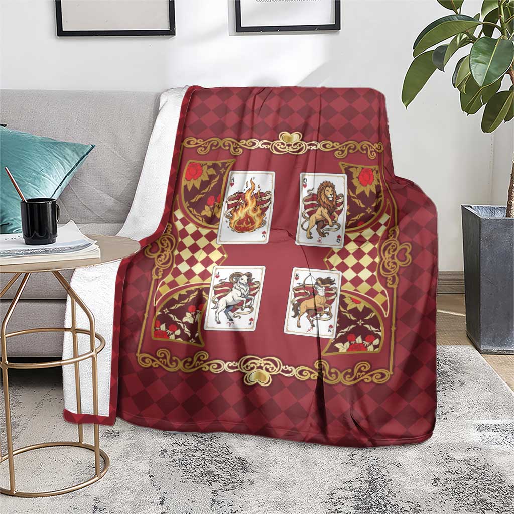 Zodiac Signs Blanket The Fire Element Baroque Hearts Card