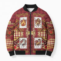 Zodiac Signs Bomber Puffer Jacket The Fire Element Baroque Hearts Card
