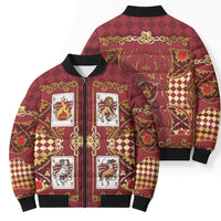 Zodiac Signs Bomber Puffer Jacket The Fire Element Baroque Hearts Card
