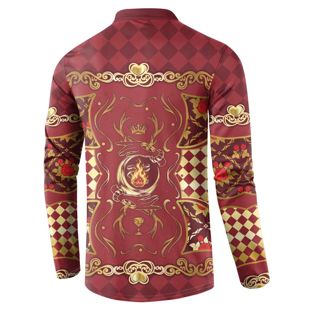 Zodiac Signs Button Sweatshirt The Fire Element Baroque Hearts Card