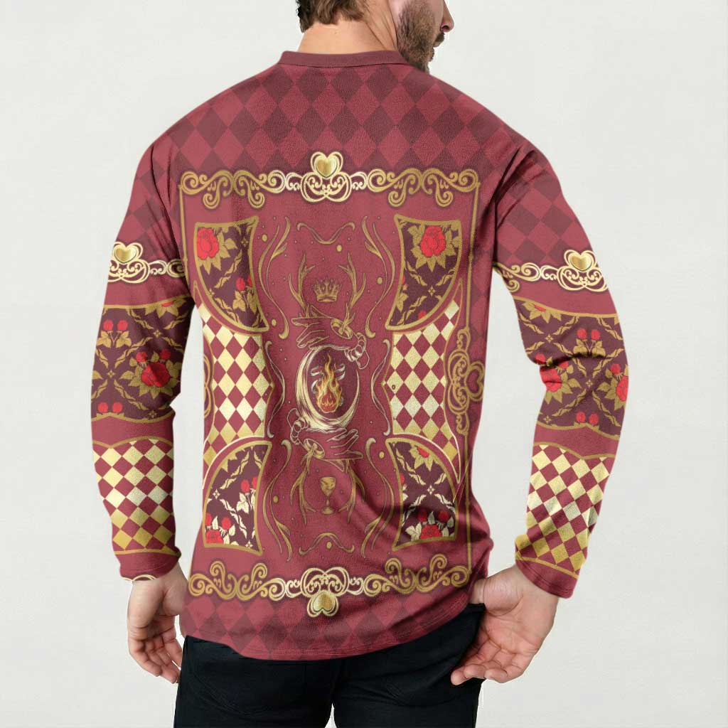 Zodiac Signs Button Sweatshirt The Fire Element Baroque Hearts Card