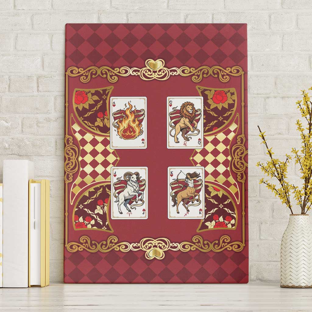 Zodiac Signs Canvas Wall Art The Fire Element Baroque Hearts Card