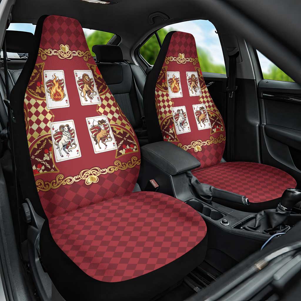 Zodiac Signs Car Seat Cover The Fire Element Baroque Hearts Card