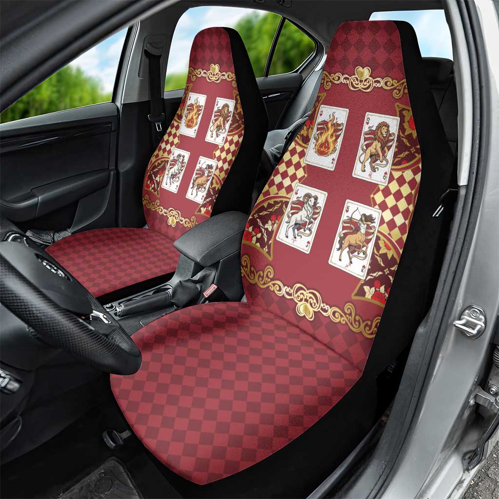 Zodiac Signs Car Seat Cover The Fire Element Baroque Hearts Card