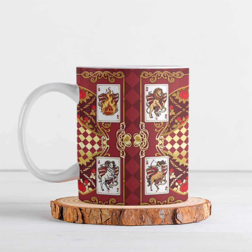 Zodiac Signs Ceramic Mug The Fire Element Baroque Hearts Card