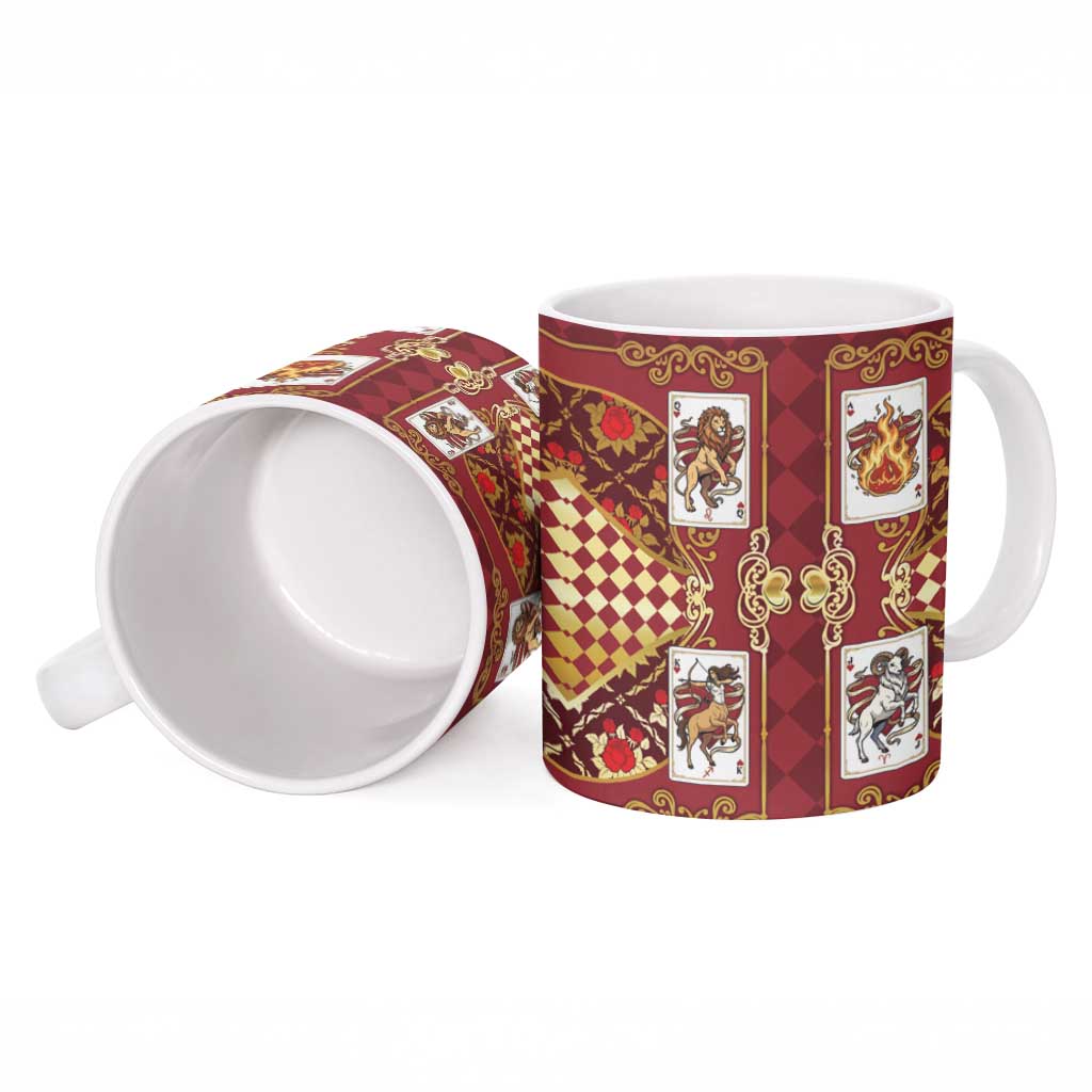Zodiac Signs Ceramic Mug The Fire Element Baroque Hearts Card