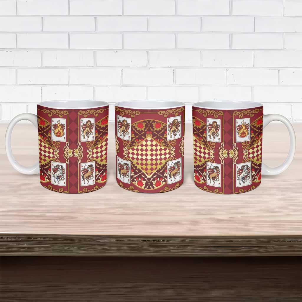 Zodiac Signs Ceramic Mug The Fire Element Baroque Hearts Card