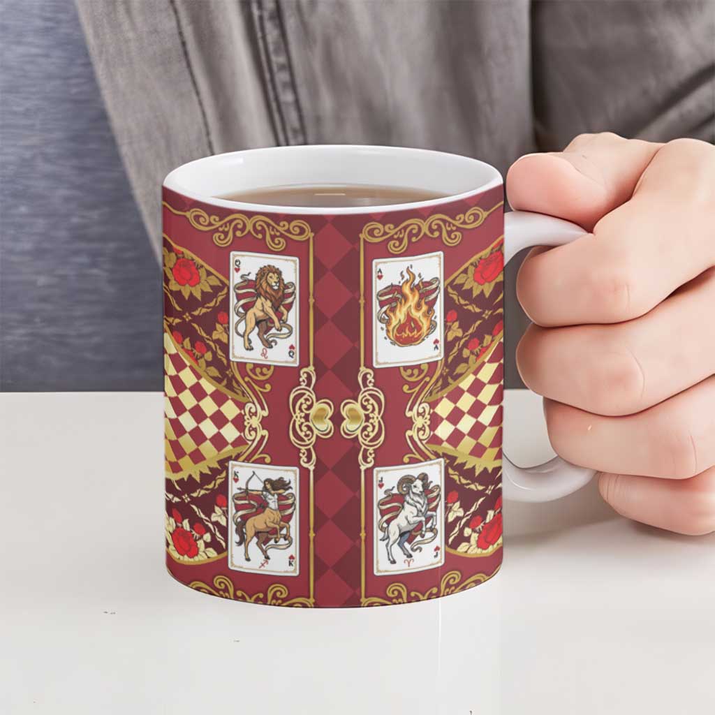 Zodiac Signs Ceramic Mug The Fire Element Baroque Hearts Card