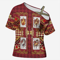 Zodiac Signs Cross Shoulder Shirt The Fire Element Baroque Hearts Card