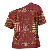 Zodiac Signs Cross Shoulder Shirt The Fire Element Baroque Hearts Card