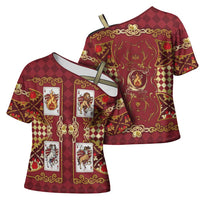 Zodiac Signs Cross Shoulder Shirt The Fire Element Baroque Hearts Card