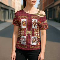 Zodiac Signs Cross Shoulder Shirt The Fire Element Baroque Hearts Card