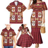 Zodiac Signs Family Matching Mermaid Dress and Hawaiian Shirt The Fire Element Baroque Hearts Card