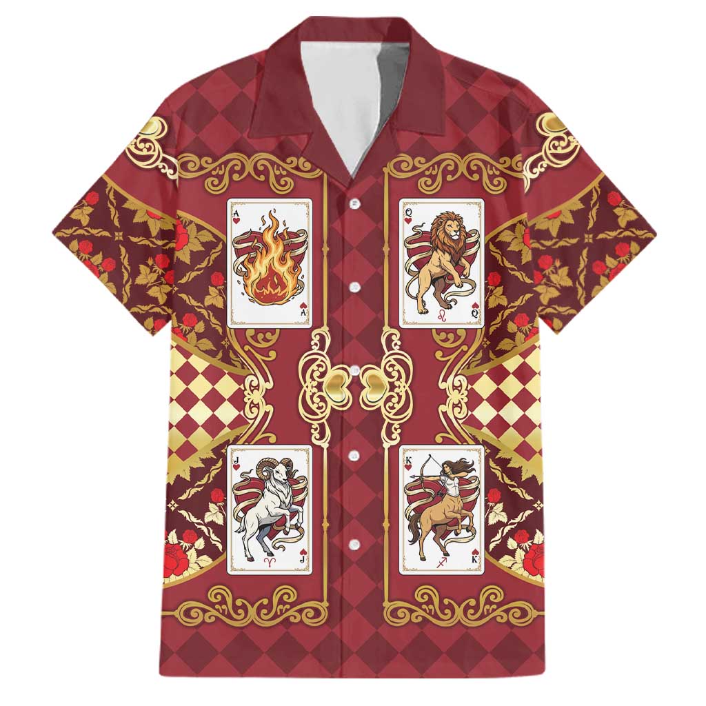 Zodiac Signs Family Matching Mermaid Dress and Hawaiian Shirt The Fire Element Baroque Hearts Card