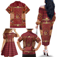 Zodiac Signs Family Matching Off The Shoulder Long Sleeve Dress and Hawaiian Shirt The Fire Element Baroque Hearts Card
