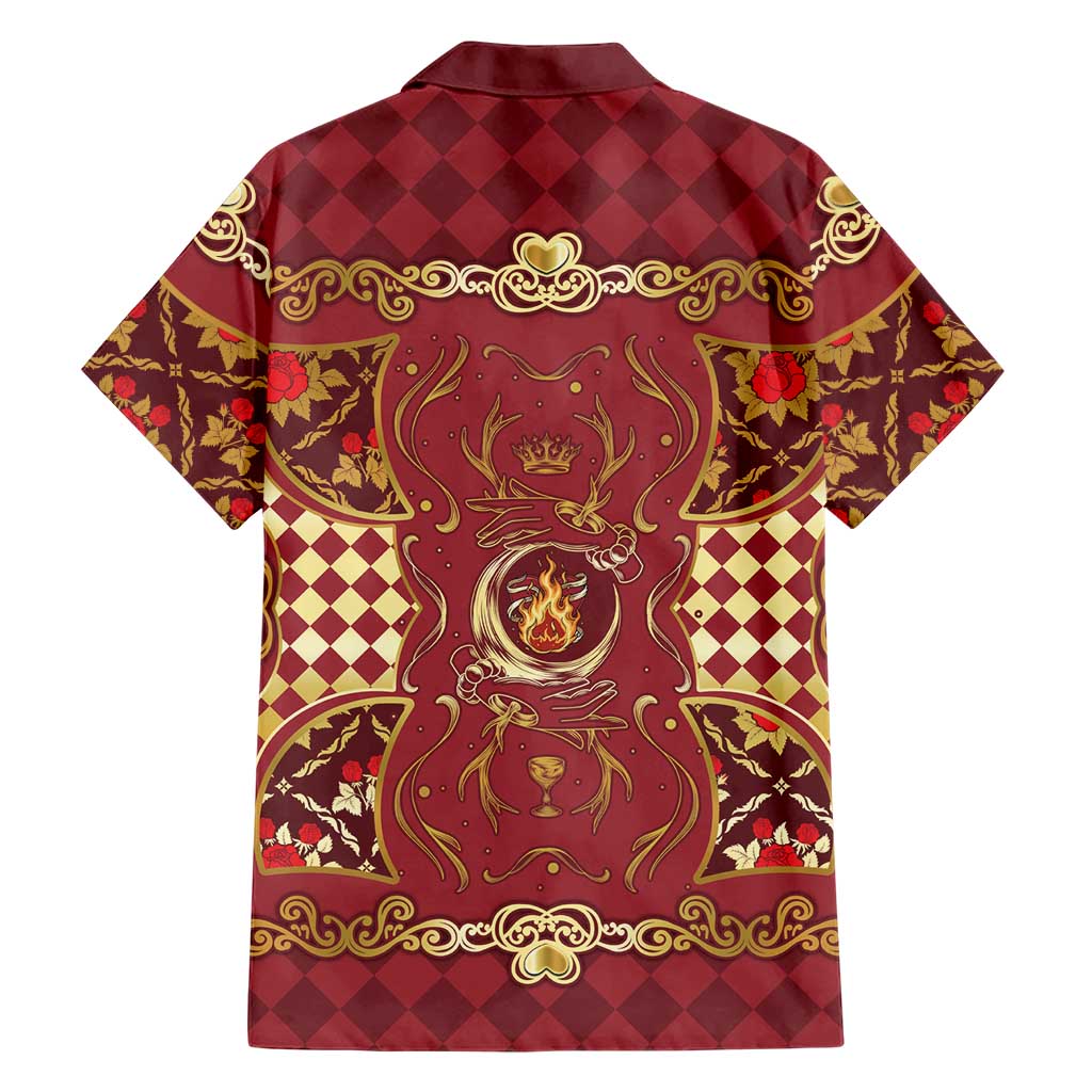 Zodiac Signs Family Matching Off The Shoulder Long Sleeve Dress and Hawaiian Shirt The Fire Element Baroque Hearts Card