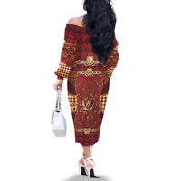 Zodiac Signs Family Matching Off The Shoulder Long Sleeve Dress and Hawaiian Shirt The Fire Element Baroque Hearts Card