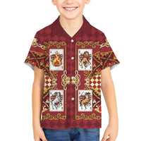 Zodiac Signs Family Matching Off The Shoulder Long Sleeve Dress and Hawaiian Shirt The Fire Element Baroque Hearts Card