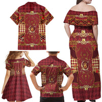 Zodiac Signs Family Matching Off Shoulder Maxi Dress and Hawaiian Shirt The Fire Element Baroque Hearts Card