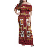 Zodiac Signs Family Matching Off Shoulder Maxi Dress and Hawaiian Shirt The Fire Element Baroque Hearts Card