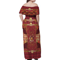 Zodiac Signs Family Matching Off Shoulder Maxi Dress and Hawaiian Shirt The Fire Element Baroque Hearts Card