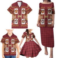 Zodiac Signs Family Matching Puletasi and Hawaiian Shirt The Fire Element Baroque Hearts Card