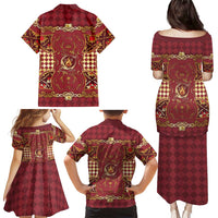 Zodiac Signs Family Matching Puletasi and Hawaiian Shirt The Fire Element Baroque Hearts Card
