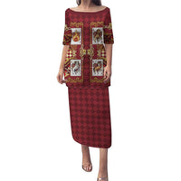 Zodiac Signs Family Matching Puletasi and Hawaiian Shirt The Fire Element Baroque Hearts Card