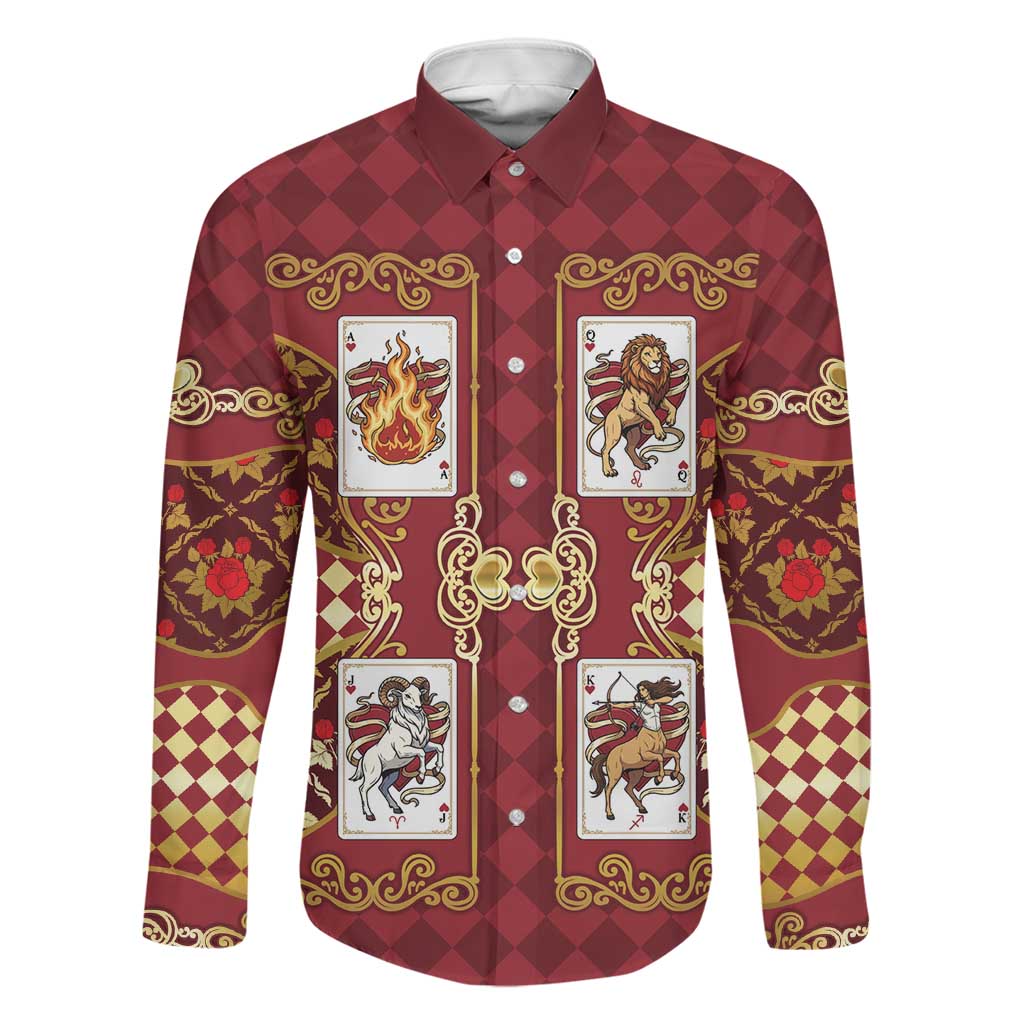 Zodiac Signs Family Matching Short Sleeve Bodycon Dress and Hawaiian Shirt The Fire Element Baroque Hearts Card