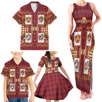 Zodiac Signs Family Matching Tank Maxi Dress and Hawaiian Shirt The Fire Element Baroque Hearts Card