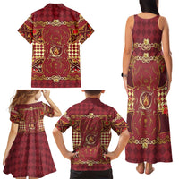Zodiac Signs Family Matching Tank Maxi Dress and Hawaiian Shirt The Fire Element Baroque Hearts Card