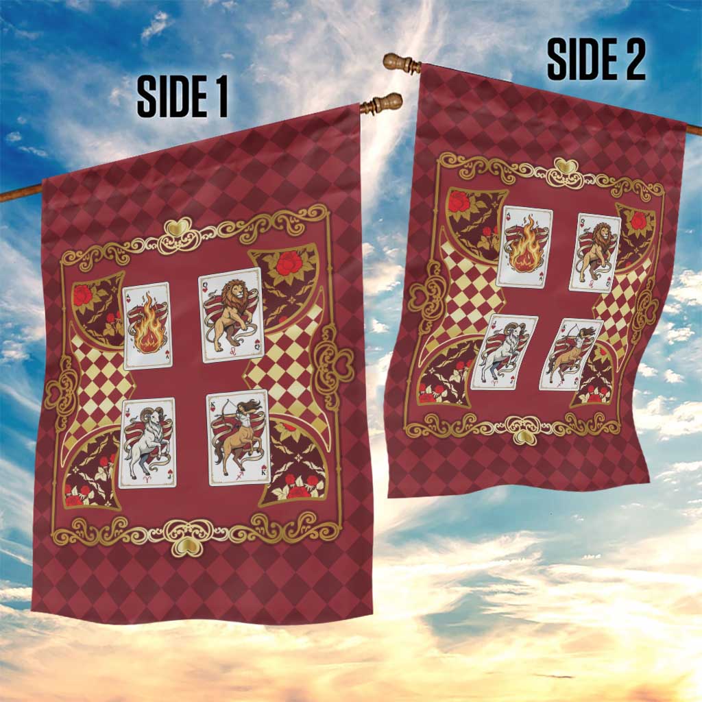 Zodiac Signs Garden Flag The Fire Element Baroque Hearts Card