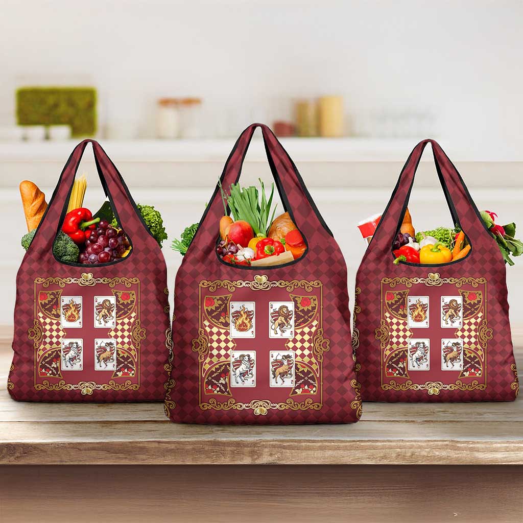 Zodiac Signs Grocery Bag The Fire Element Baroque Hearts Card