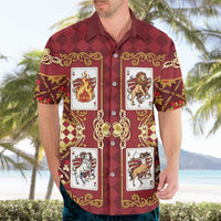 Zodiac Signs Hawaiian Shirt The Fire Element Baroque Hearts Card