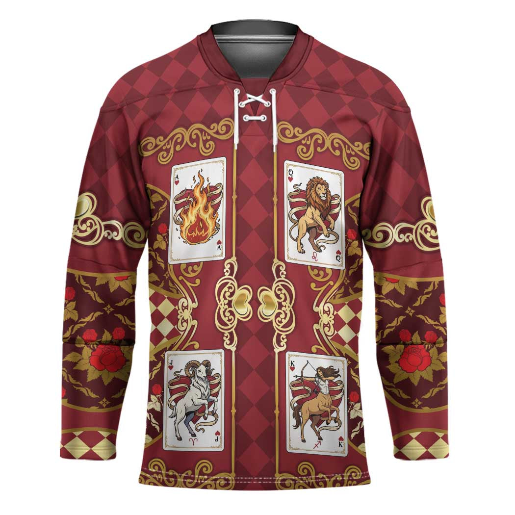 Zodiac Signs Hockey Jersey The Fire Element Baroque Hearts Card