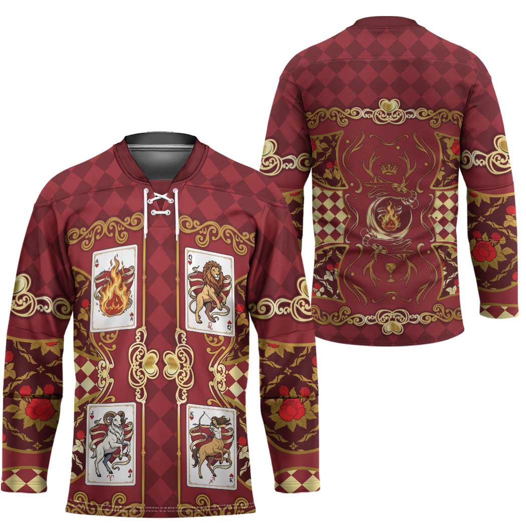 Zodiac Signs Hockey Jersey The Fire Element Baroque Hearts Card
