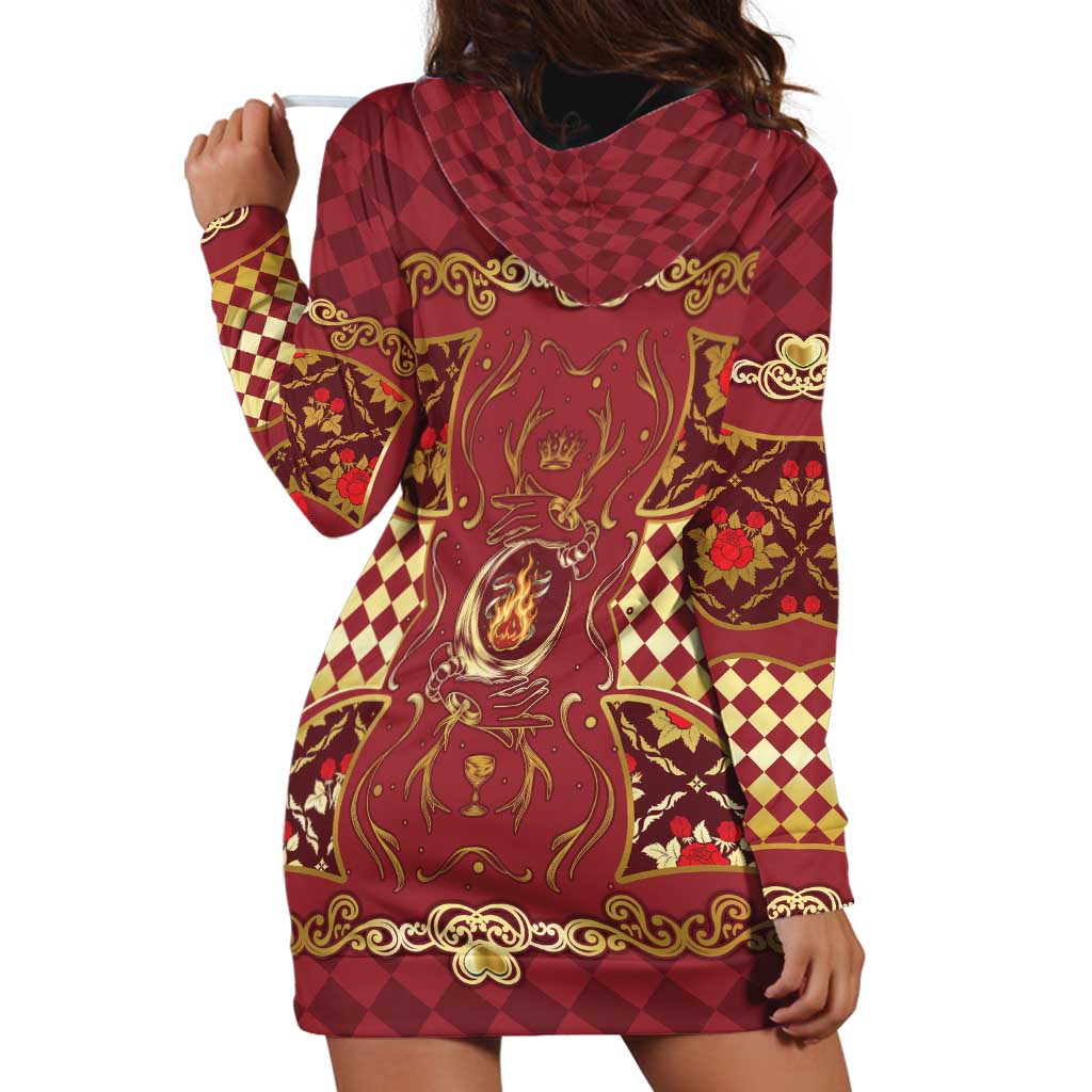 Zodiac Signs Hoodie Dress The Fire Element Baroque Hearts Card