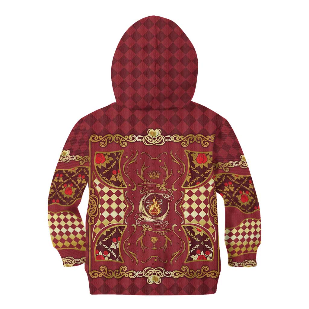 Zodiac Signs Kid Hoodie The Fire Element Baroque Hearts Card