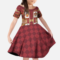 Zodiac Signs Kid Short Sleeve Dress The Fire Element Baroque Hearts Card
