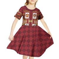Zodiac Signs Kid Short Sleeve Dress The Fire Element Baroque Hearts Card