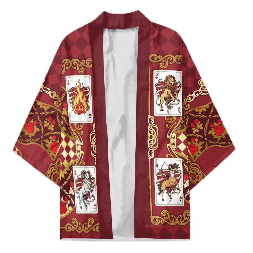 Zodiac Signs Kimono The Fire Element Baroque Hearts Card