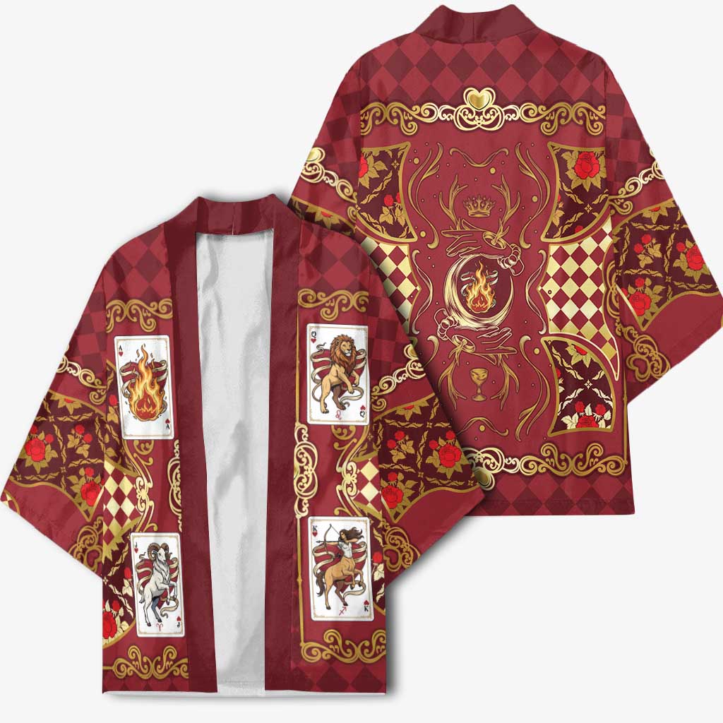 Zodiac Signs Kimono The Fire Element Baroque Hearts Card