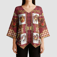 Zodiac Signs Kimono Sleeve Blouse The Fire Element Baroque Hearts Card